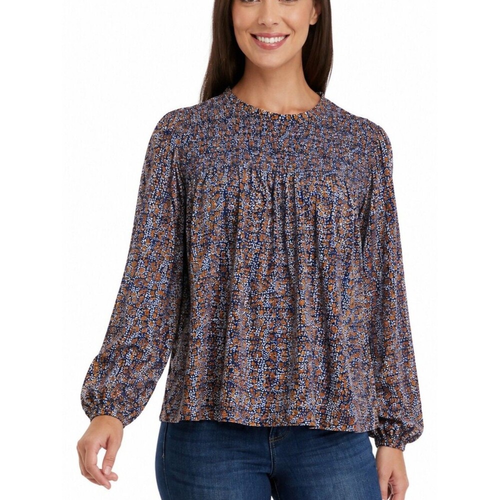 Wonderly Floral Smocked Blouse Long Sleeve Women's Petite PL